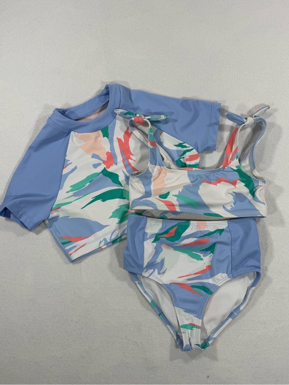 DSG Girls' Bikini And Cropped Rash Gaurd Swim Suit Set Size Tops M And Bottom S